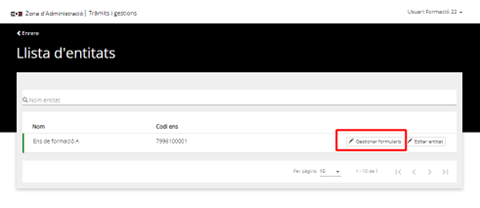 Highlighted field to manage forms