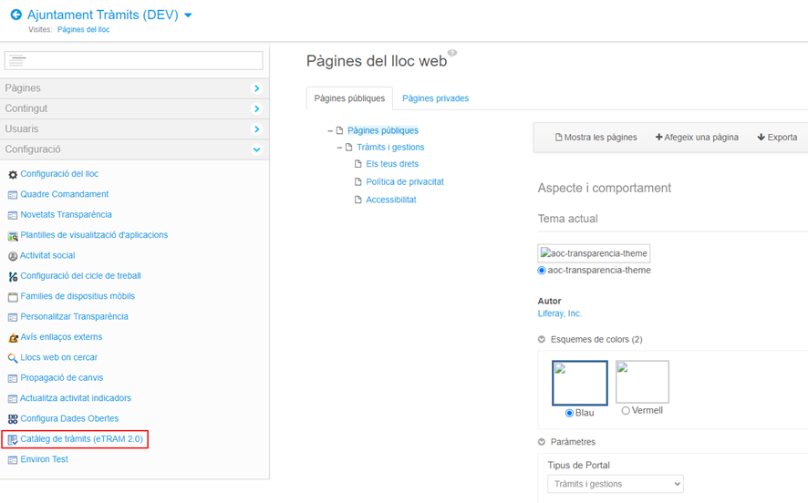 Access the catalog option in the options bar